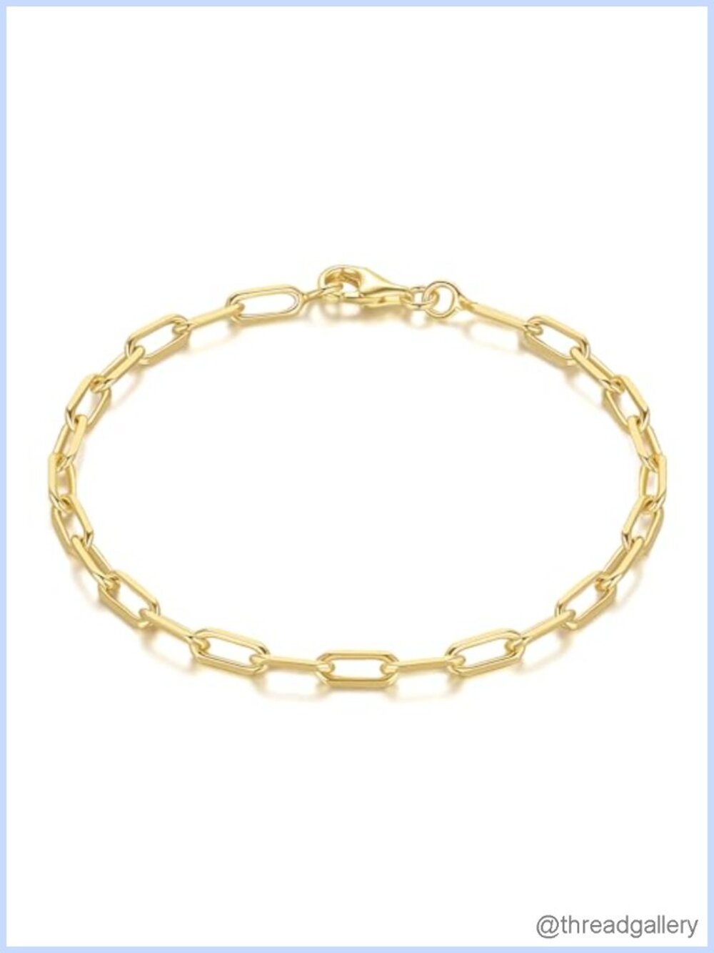 14K Gold Plated Paperclip Link Bracelet for Women Lobster Clasp 8in